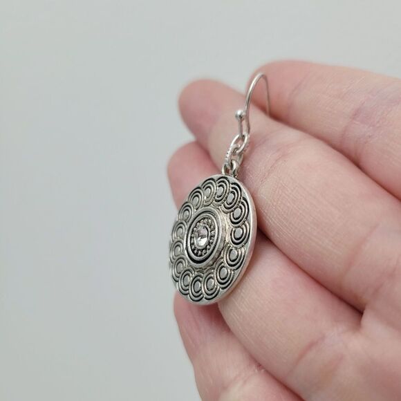 Brand New Versona Silver Pattern Round Earrings - Picture 5 of 8